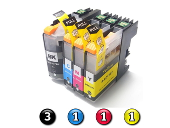 Compatible Brother LC231XL/LC233 ink cartridges 6 Pack Combo (3BK/1C/1M/1Y)